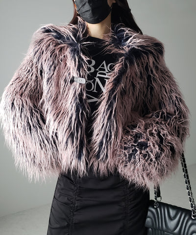 【 ２color 】グラデーションシャギーファーモンスターボリュームコート／ gradation shaggy fur monster volume coat