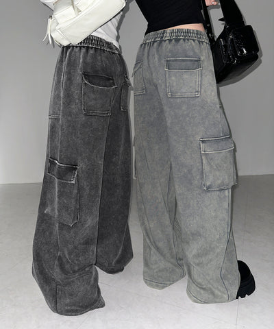 ピグメントヴィンテージヘビーワイドカーゴスウェットパンツ ／ pigment vintage heavy wide cargo sweatpants