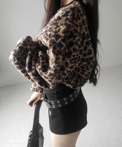【 ２WAY 】レオパードショートボアプルオーバー ／ 2WAY reopard short boa pullover