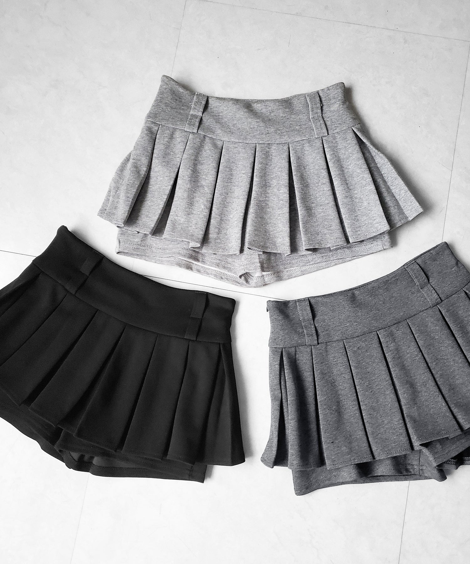 【 インパン裏地付 】プリーツスウェットマイクロミニスカパン ／ plests sweat micro mni skirt pants