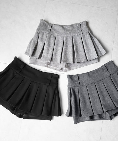 【 インパン裏地付 】プリーツスウェットマイクロミニスカパン ／ plests sweat micro mni skirt pants