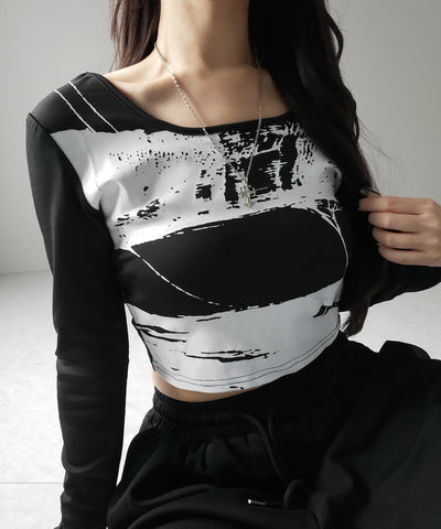 【 ２color 】ヴィンテージプリントショートリブＴシャツ ／ vintage print short lib t-shirt