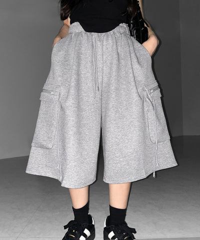 タックワイドカーゴスウェットハーフパンツ / tuck wide cargo sweat half pants