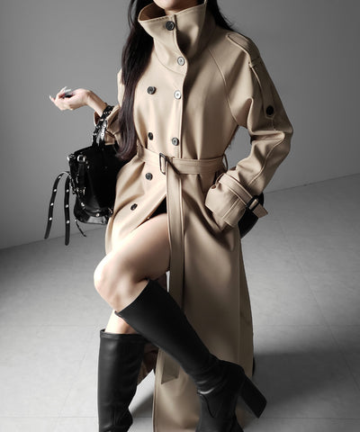 ２WAYスタンドカラーオーバーロングトレンチコート ／ 2WAY stand collar over long trench coat