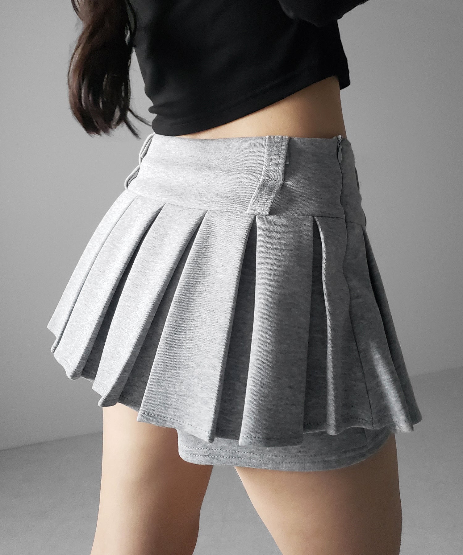 【 インパン裏地付 】プリーツスウェットマイクロミニスカパン ／ plests sweat micro mni skirt pants