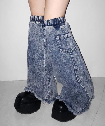 【 セットアップ着用可能 】ヴィンテージケミカルブリーチデニムレッグカバー ／ vintage chemical bleach denim leg cover