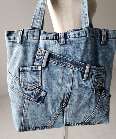 【 ２color 】ヴィンテージドッキングウォッシュデニムバッグ ／ vintage docking washed denim bag