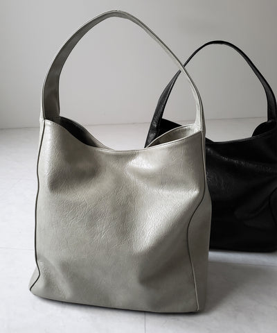 【 ２color ／ 大容量 】フェイクシボレザーワンハンドルショルダーバッグ ／ fake shibo leather onehandle shoulder bag