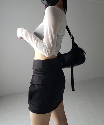 【 ３color ／ ２WAY 】クロスストラップリボンシアーショートカーディガン ／ cross strap ribbon sheer short cardigan