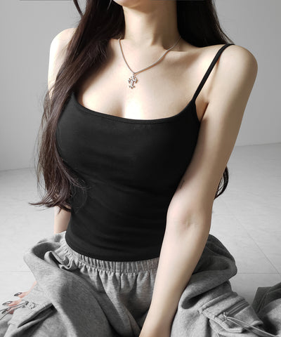 【 カップ付き 】スクエアネックストラップスリムキャミソール ／ square neck strap slim camisole