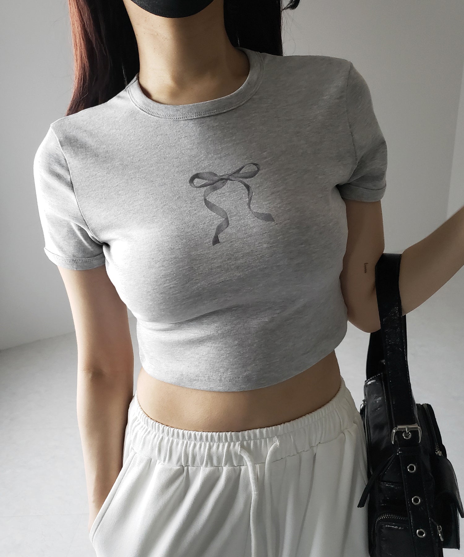 【 ４color 】ミニリボンショートちびＴシャツ ／mini ribbon short chibi Tee