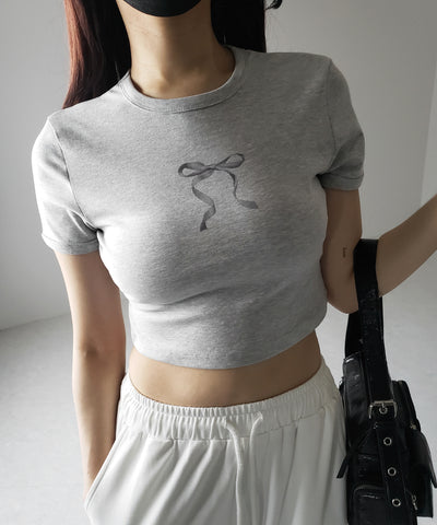 【 ４color 】ミニリボンショートちびＴシャツ ／mini ribbon short chibi Tee