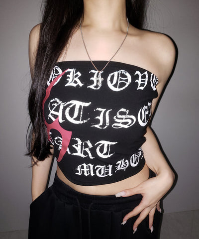 グランジロゴチューブベアトップ ／ grunge logo tube bare top