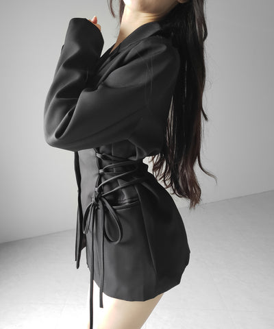 レースアップリボンスリムテーラードジャケット ／ lace-up ribbon slim tailored jacket
