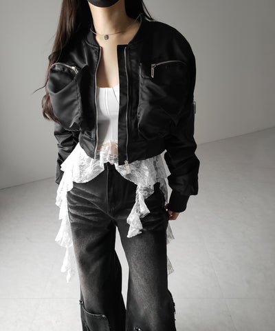 【 ２color 】アウトポケットジップアップショートブルゾン ／ out pocket zip up short blouson
