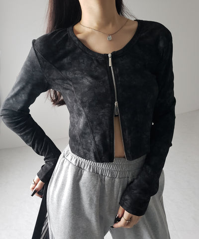 【 ２color 】ダブルジップヴィンテージカットソーカーディガン ／ double zip vintage cut sew cardigan