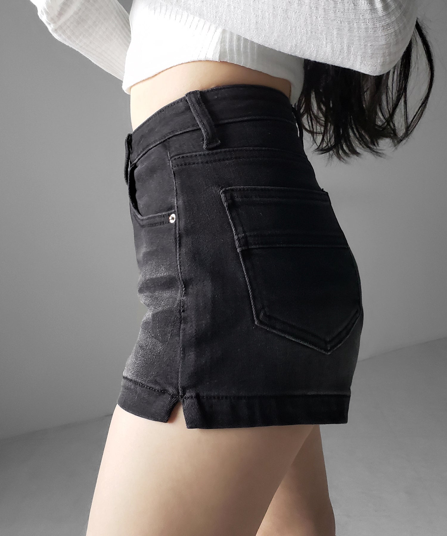 ハイウエストストレッチデニムタイトショートパンツ ／ high wast stretch denim tight short pants