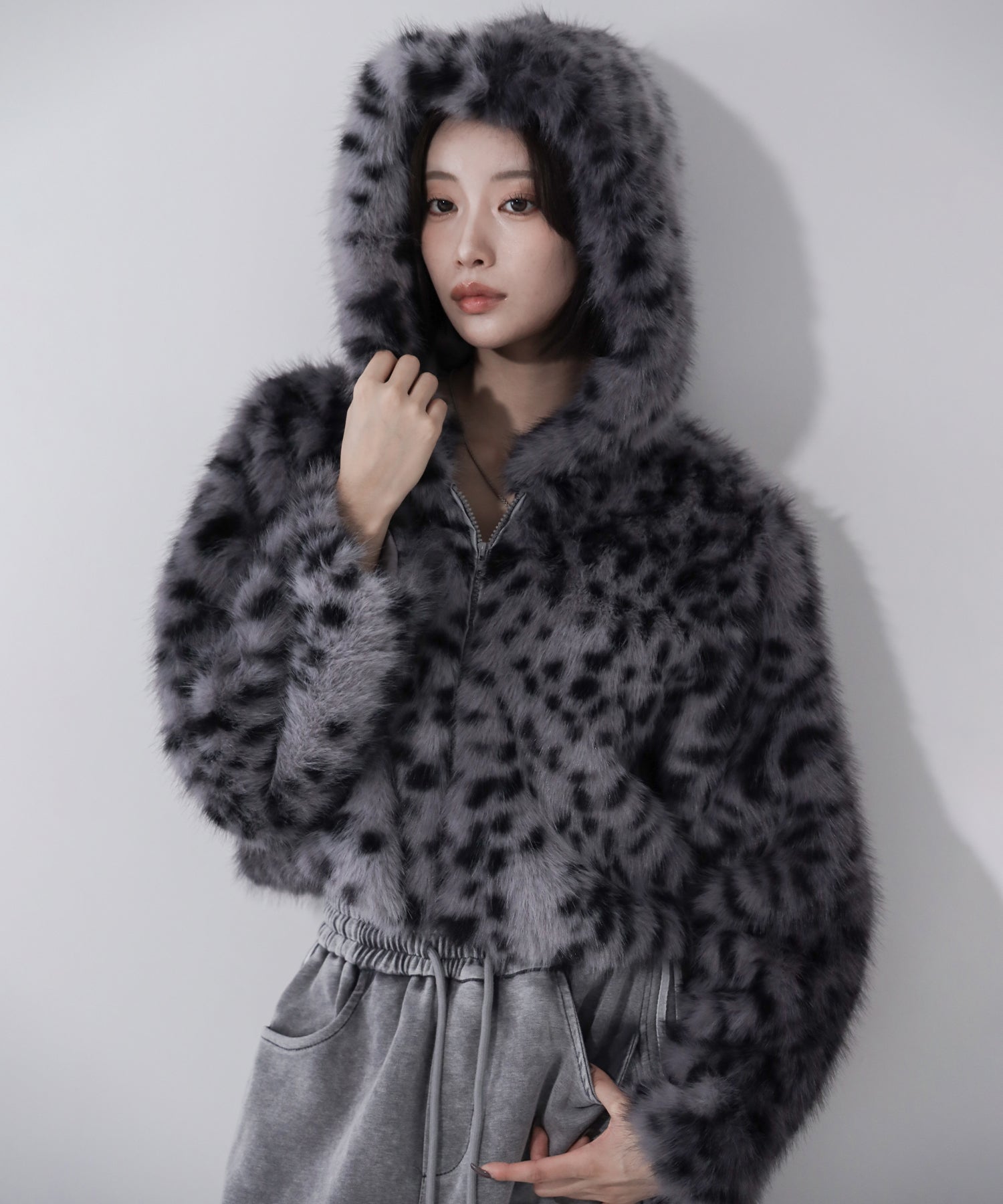 美品　HARDY NOIR レオパードファーブルゾン　アニマル B-3 レオパードボリュームファーコート ／ B-3 leopard volume fur coat