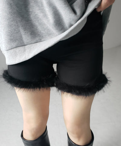 【 ４size 】ヘムフェザーバイカーショートパンツ ／ hem feather biker short pants