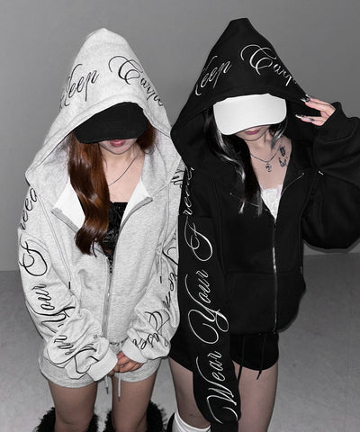 【 セットアップ 】レタリングロゴ刺繍ジップアップパーカー＆ショートパンツ ／ lettering logo embroidery zip-up hoodie ＆ short pants SETUP