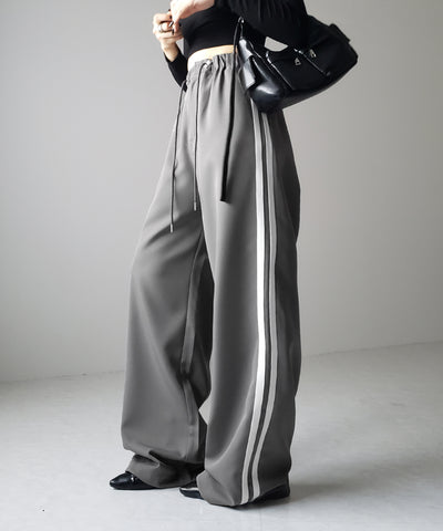 【 ３size／３color 】２WAYドロストサイドラインルーズトラックワイドパンツ