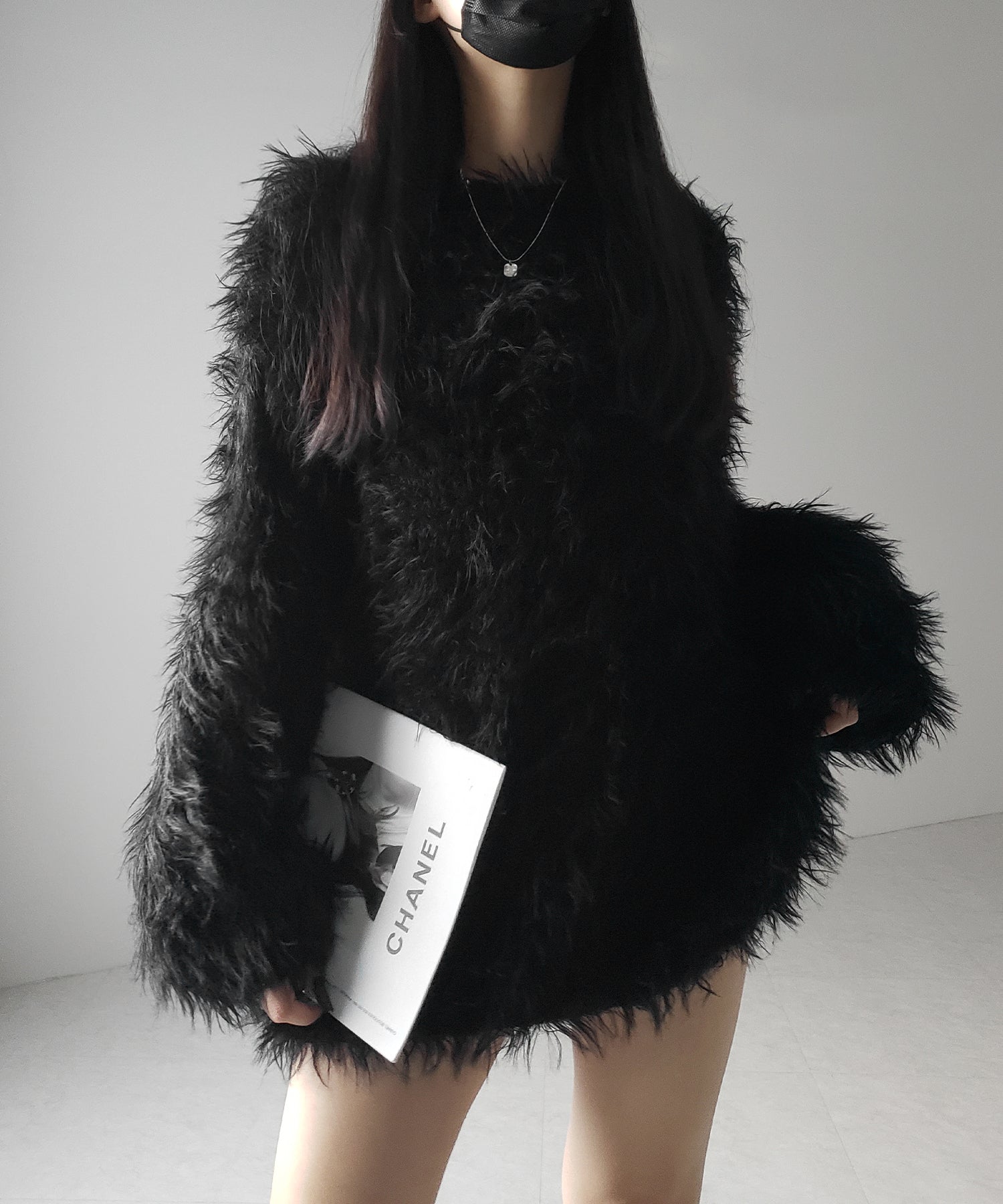 【 ３color 】フラッフィーシャギーボリュームニットミニワンピース ／ fluffy shaggy volume knit mini onepiece