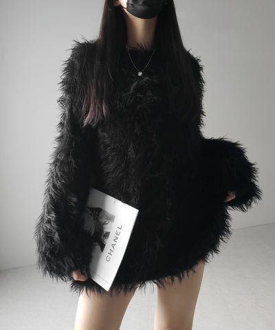 【 ３color 】フラッフィーシャギーボリュームニットミニワンピース ／ fluffy shaggy volume knit mini onepiece