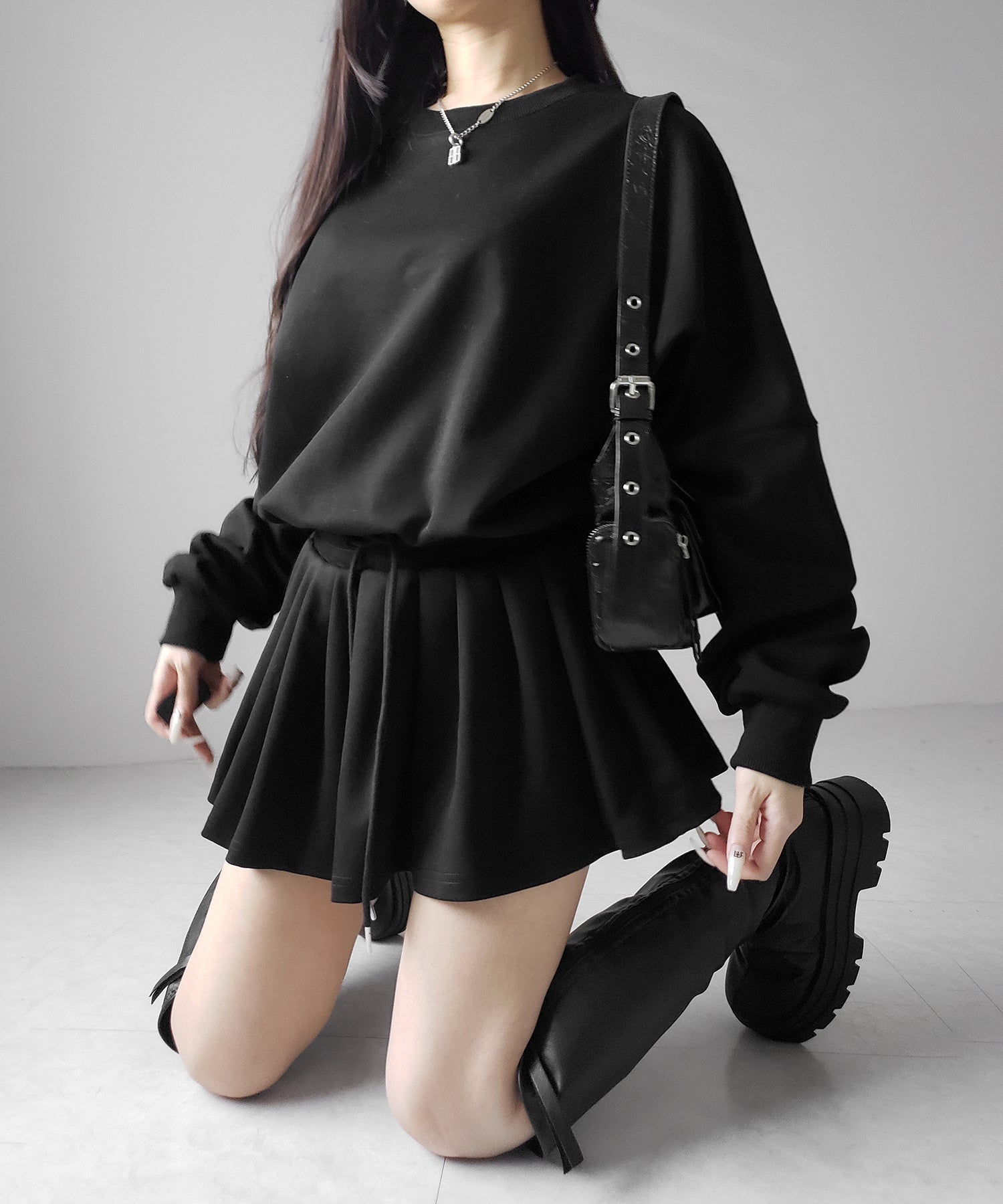 オーバースウェットフレアミニワンピース ／ over sweat flare mini onepiece