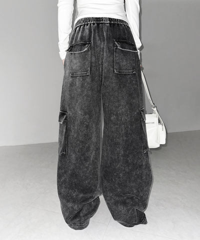 ピグメントヴィンテージヘビーワイドカーゴスウェットパンツ ／ pigment vintage heavy wide cargo sweatpants