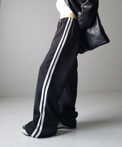 【 ３size／３color 】２WAYドロストサイドラインルーズトラックワイドパンツ