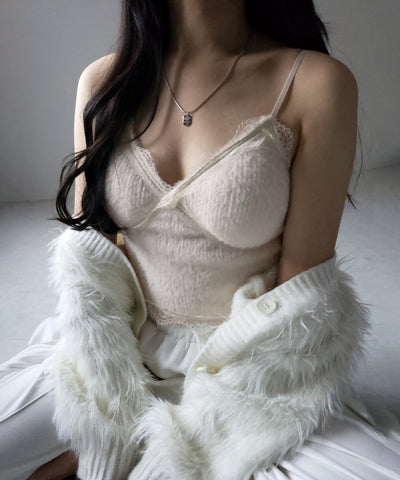 【 カップ付き 】シャギーファーショートビスチェキャミソール ／ shaggy fur short bustier camisole
