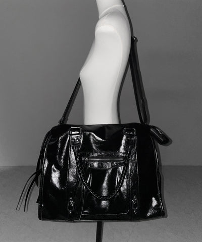 ヴィンテージフェイクレザーボストンエディターズバッグ ／ vintage fake leather boston editors bag