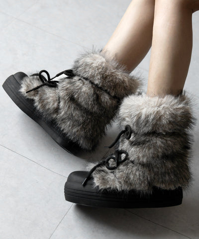 【 ２color 】ボリュームフェイクファーブーツ ／ volume fake fur boots