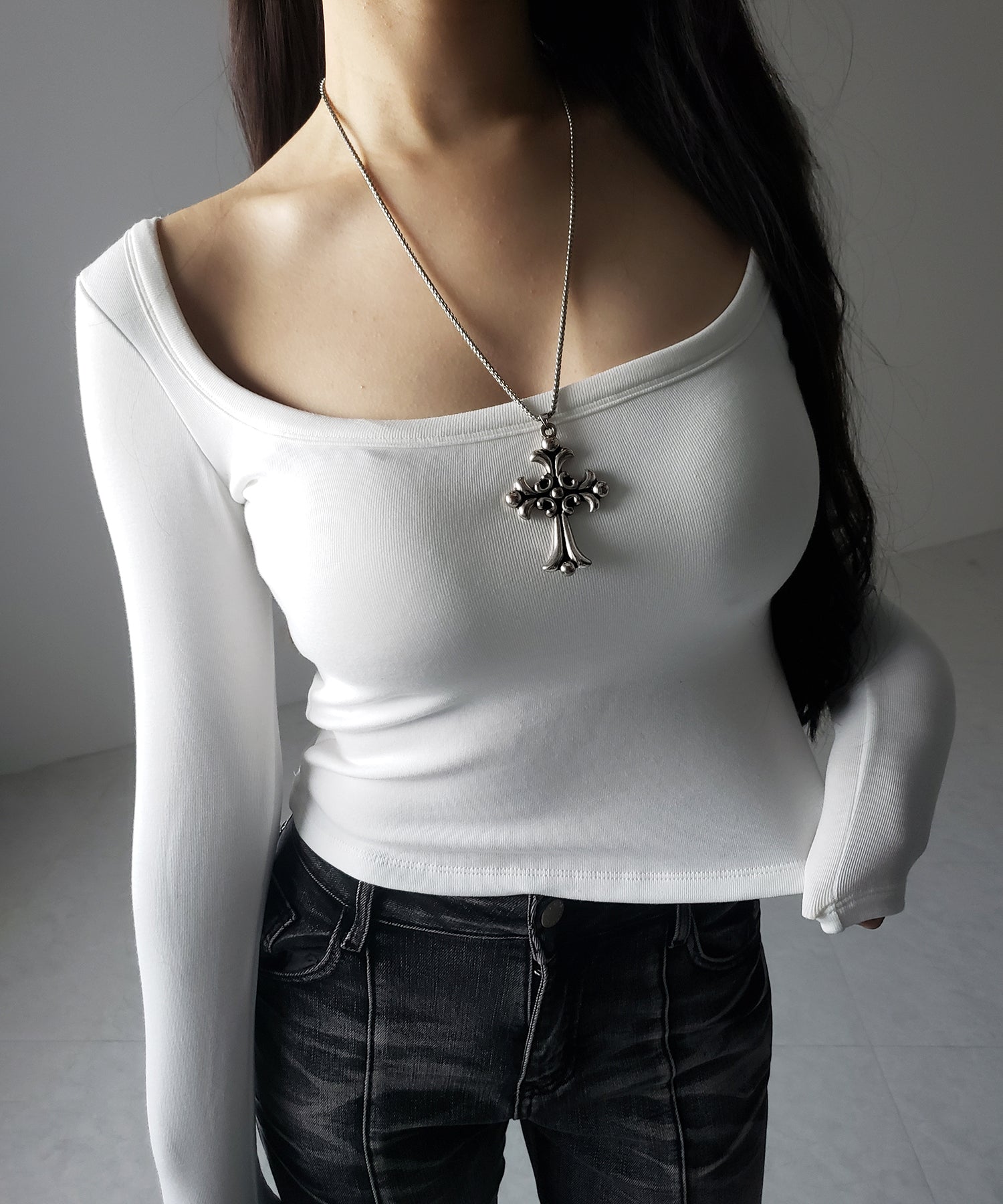 【 オフショル可能な２ＷＡＹ ／ カップ付き 】裏起毛スクエアネックぴちカットソートップス ／ urakimo square neck pichi cutsew tops