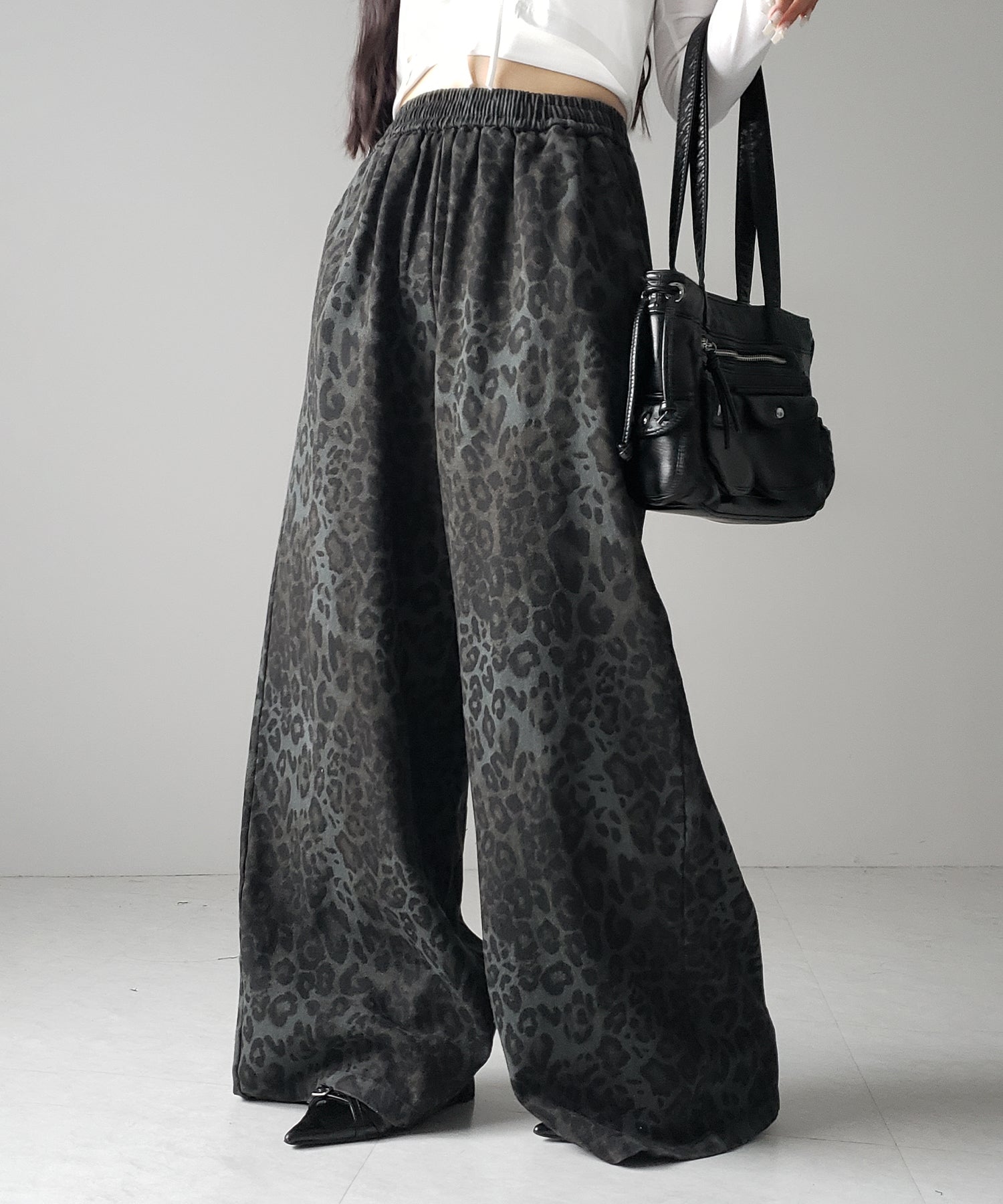 【 ２color 】ヴィンテージライクレオパードツイルワイドパンツ ／ vintage like leopard twill wide pants