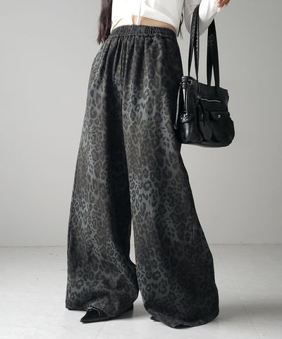 【 ２color 】ヴィンテージライクレオパードツイルワイドパンツ ／ vintage like leopard twill wide pants