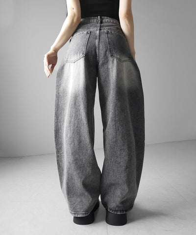 【 ３size 】ヴィンテージブラックウォッシュバルーンデニム ／ Vintage black wash balloon denim