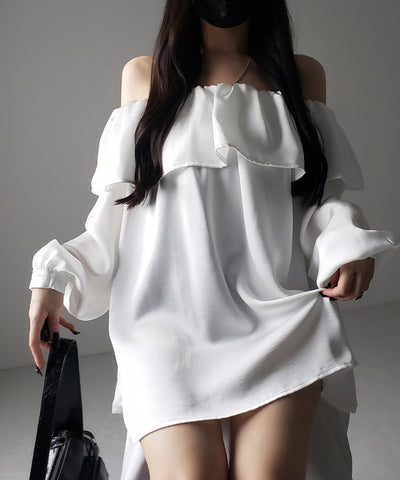 【 ２color 】オフショルダーフリルオーバーミニワンピース ／ off shoulder frill over mini onepiece