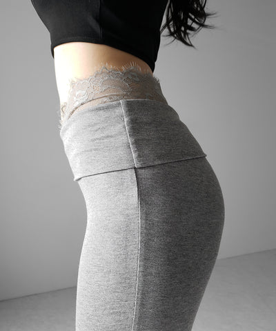 ウエストレーススリムドレープカットソーフレアパンツ ／ waist lace slim drape cutsew flare pants