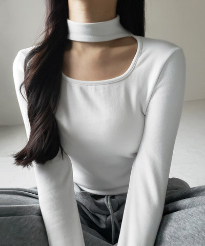 【 ３color ／ 裏起毛 】スクエアネックチョーカーシャーリングトップス ／ square neck choker shirring tops