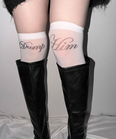 【 選べる３柄アソート 】レタリングロゴシアーニーハイソックス ／ lettering logo sheer knee high socks