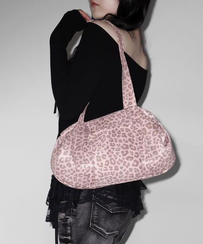 ヴィンテージライクピンクレオパードミニボストンショルダーバッグ　／ vintage like pink leopard mini boston shoulder bag