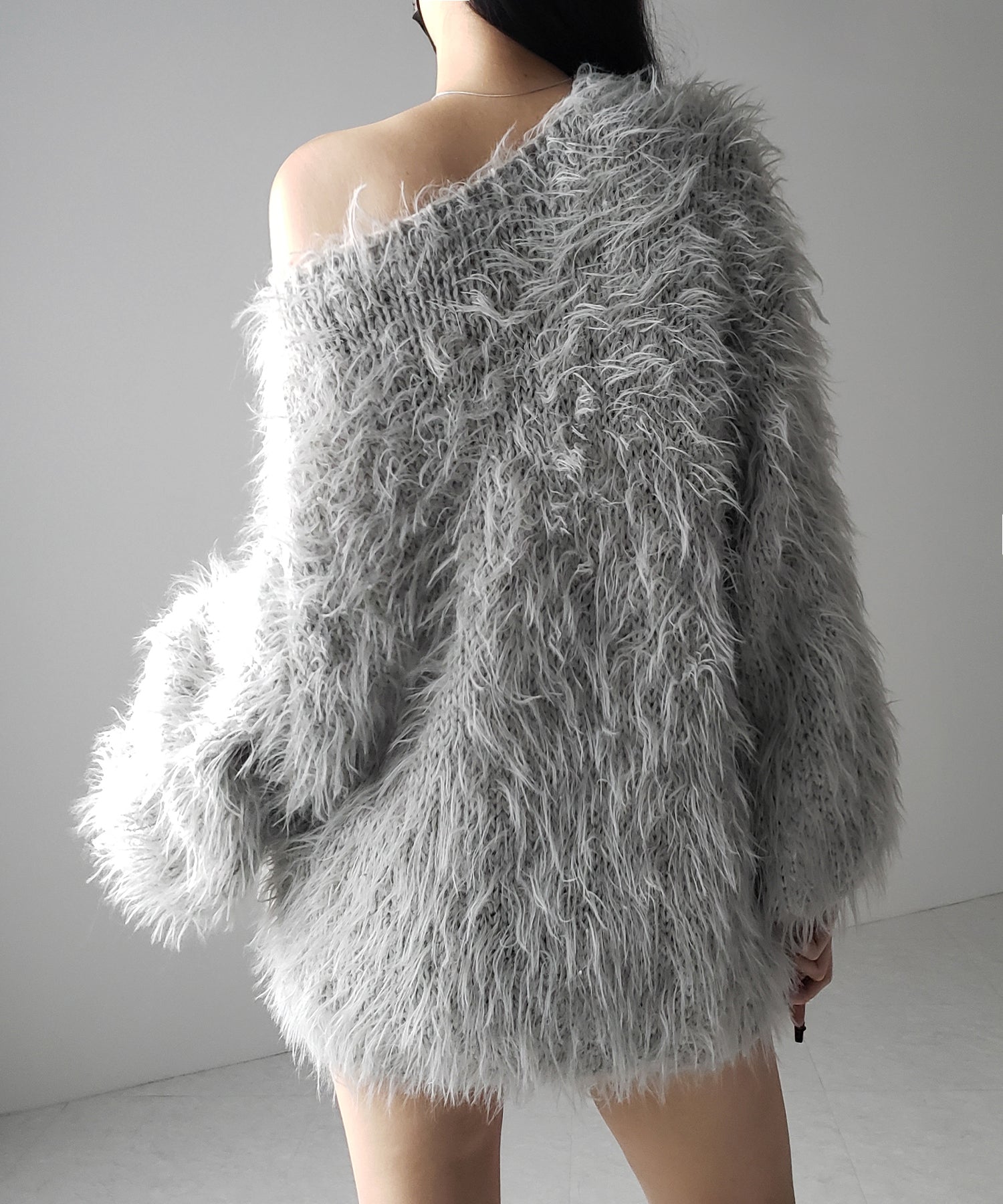 【 ３color 】フラッフィーシャギーボリュームニットミニワンピース ／ fluffy shaggy volume knit mini onepiece