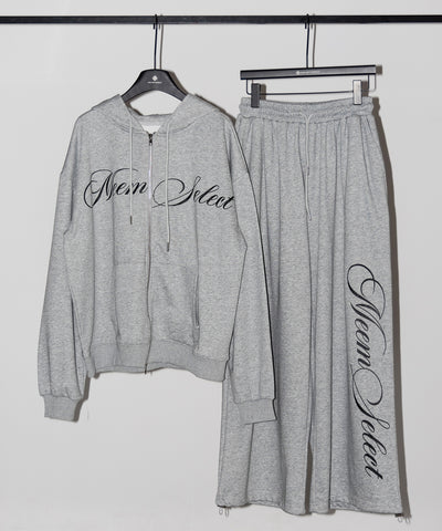 【 セットアップ可能 】レタリングロゴプリントワイドスウェットパンツ ／ lettering logo print wide sweat pants