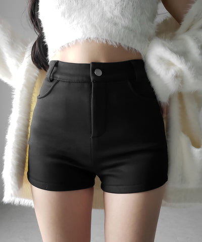 裏起毛ハイウエストタイトスパンショートパンツ ／ urakimo high waist tight span short pants