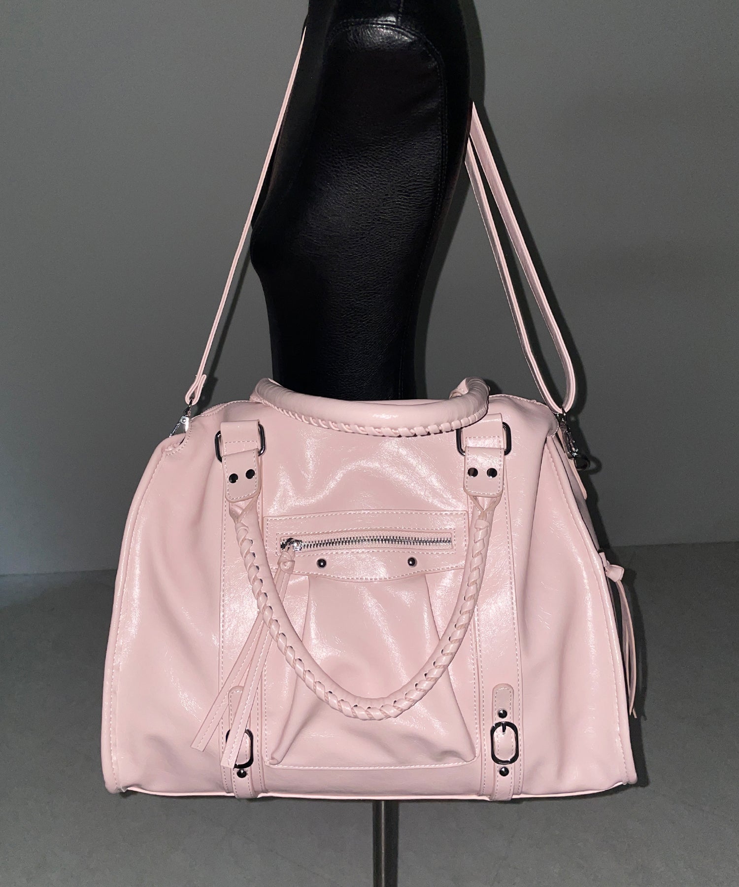 ヴィンテージフェイクレザーボストンエディターズバッグ ／ vintage fake leather boston editors bag