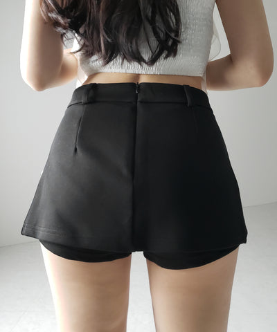 【 ２color 】レイヤードマイクロミニスカパン ／ layered micro mini skirt pants