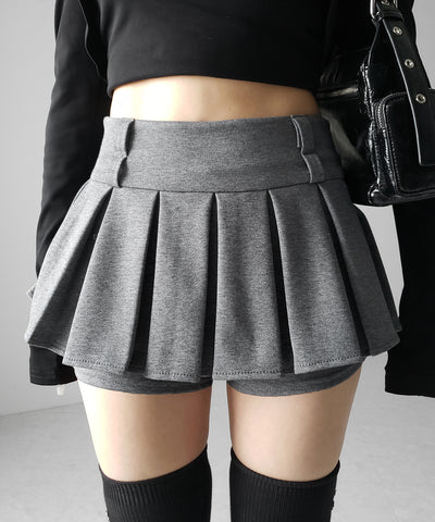 【 インパン裏地付 】プリーツスウェットマイクロミニスカパン ／ plests sweat micro mni skirt pants