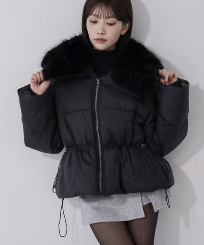 ファーカラーウエストマークミディダウンジャケット ／ fur collar waist-mark midi down jacket