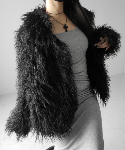 シャギーフェイクファーレディミドルコート ／ shaggy fake fur lady middle coat